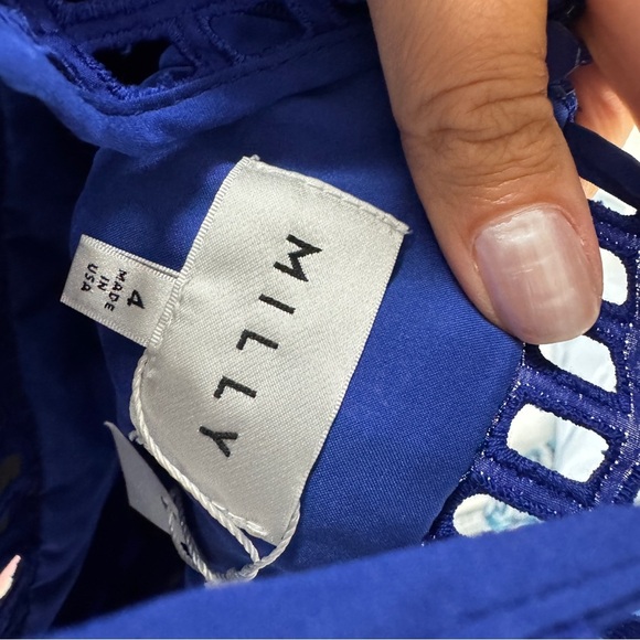 Milly Blue Chloe Illusion Net Dress - Picture 8 of 12